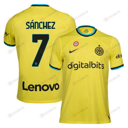 Alexis S?nchez 7 Inter Milan 2022/23 Third Men Jersey - Yellow