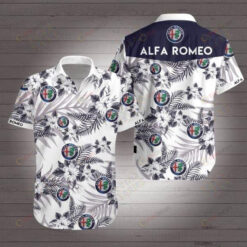 Alfa Romeo Black White Short Sleeve Curved Hawaiian Shirt Summer