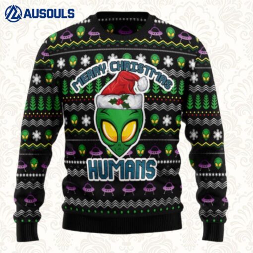 Alien Merry Christmas Humans Ugly Sweaters For Men Women Unisex