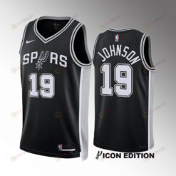 Alize Johnson 19 San Antonio Spurs Black Jersey 2022-23 Icon Edition Swingman