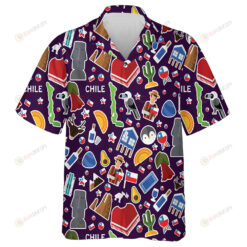 All About Chile Icons Stickers On Dark Background Hawaiian Shirt