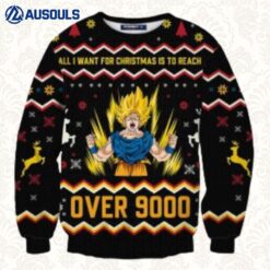 All I Want For Christmas Is To Reach Over 9000 Goku Ugly Sweaters For Men Women Unisex