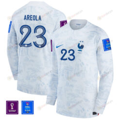 Alphonse Areola 23 France National Team FIFA World Cup Qatar 2022 Patch - Men Away Long Sleeve Jersey