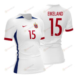 Amalie Eikeland 15 Norway 2023 Women Away Jersey - White - All Over Printed Jersey