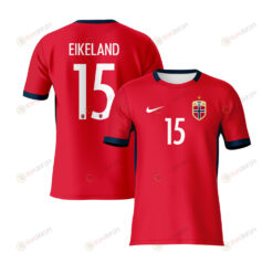 Amalie Eikeland 15 Norway 2023 Youth Away Jersey - Red - All Over Printed Jersey