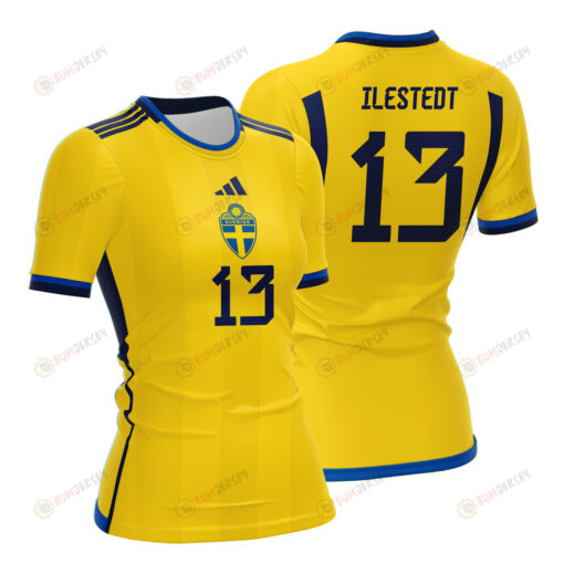 Amanda Ilestedt 13 Sweden 2023 Women Home Jersey - Yellow - All Over Printed Jersey