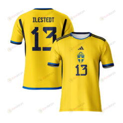 Amanda Ilestedt 13 Sweden 2023 Youth Home Jersey - Yellow - All Over Printed Jersey