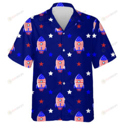 Amazing American Rocket And Stars On Dark Blue Background Hawaiian Shirt