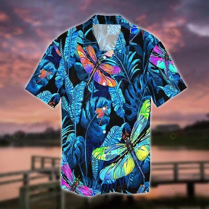 Amazing Dragonfly Blue Tropical Hawaiian Shirt Beach Short Sleeve