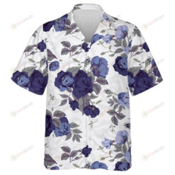 Amazing Purple Roses Green Leaves Branches Drawing Pattern Hawaiian Shirt