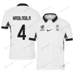 Amenoni Nasilasila 4 Fiji 2023 Rugby World Cup Home Stadium Jersey - White