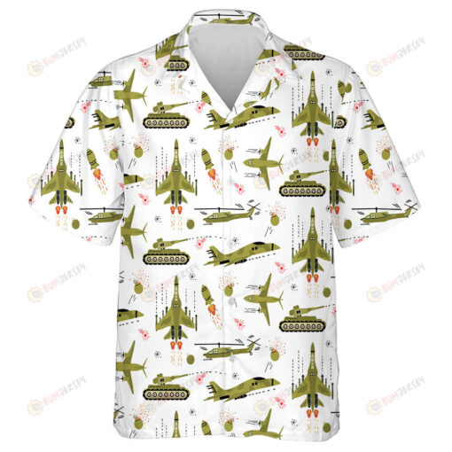 American Army Camo Transports Equipment Illustration Hawaiian Shirt