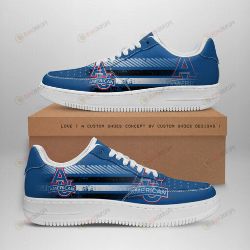 American Eagles Logo Stripe Pattern Air Force 1 Printed In Blue