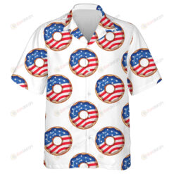 American Flag Donuts On White Background Hawaiian Shirt