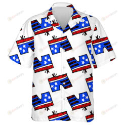 American Flag In The Form Of Shorts Bow On Pattern Hawaiian Shirt