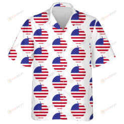 American Flag In The Shape Of Big Apple Pattern Hawaiian Shirt