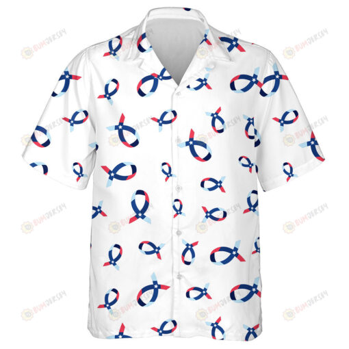 American Flag Ribbon National Theme On White Background Hawaiian Shirt