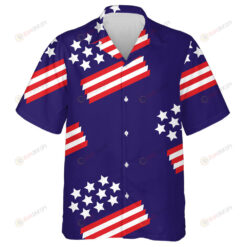 American Flag White Stars And Red Striped On Dark Blue Background Hawaiian Shirt