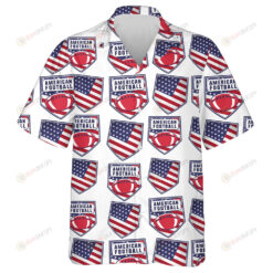 American Football Patch Pattern Design With USA Flag Hawaiian Shirt