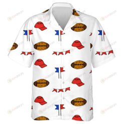 American Football Pattern With Rugby Flag And Hat Symbols Hawaiian Shirt