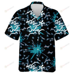 American Independence Day Lettering Design With Firework On Background Hawaiian Shirt