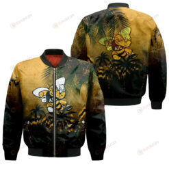 American International Yellow Jackets Bomber Jacket 3D Printed Coconut Tree Tropical Grunge