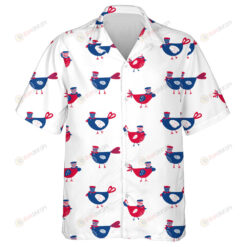 American Patriotic Birds In Hats Illustration Pattern Hawaiian Shirt