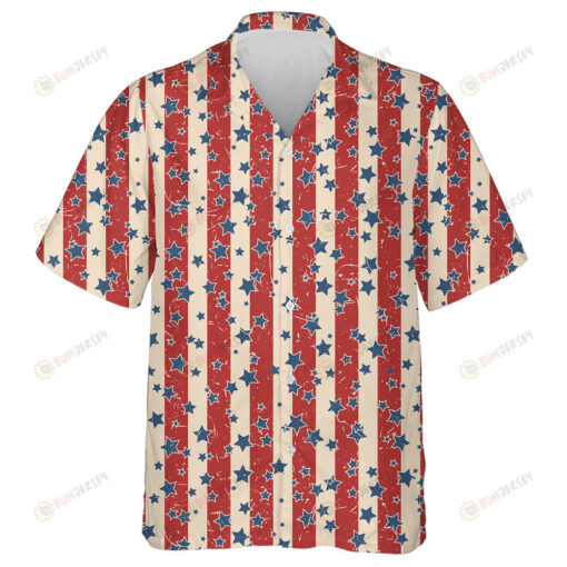 American Patriotic Stars And Stripes Textured In Vintage Colors Hawaiian Shirt