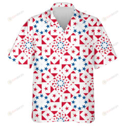 American Pattern Tradition Concept Geometry Stars In Red Blue Hawaiian Shirt