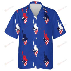 American Repeated Backdrop With Statue Of Liberty Stars Hawaiian Shirt