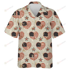American Vintage Patriotic Pattern In National Colors With Spots Hawaiian Shirt
