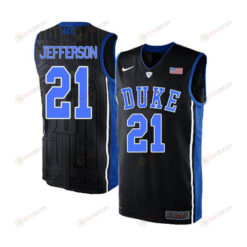 Amile Jefferson 21 Duke Blue Devils Elite Basketball Men Jersey - Black Blue