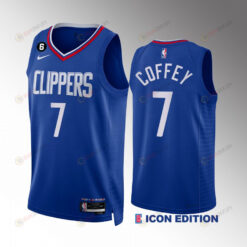 Amir Coffey 7 LA Clippers Royal 2022-23 Icon Edition Jersey NO.6 Patch