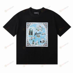 Amiri California Hawaiian Design Printed Basic Cotton T-Shirt - Black