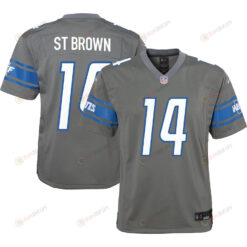 Amon-Ra St. Brown 14 Detroit Lions Youth Jersey - Silver