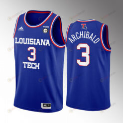 Amorie Archibald 3 Louisiana Tech Bulldogs Blue Jersey College Basketball Away