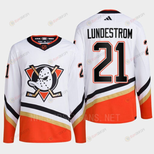 Anaheim Ducks 2022 Reverse Retro 2.0 Isac Lundestrom 21 White Primegreen Jersey Men's