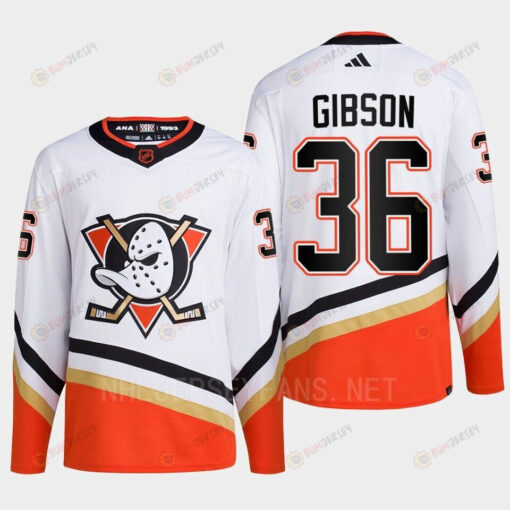 Anaheim Ducks 2022 Reverse Retro 2.0 John Gibson 36 White Primegreen Jersey Men's