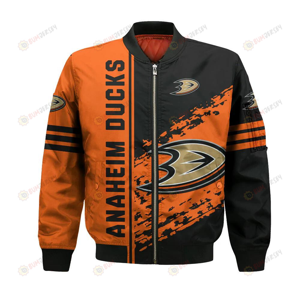 Anaheim Ducks Bomber Jacket 3D Printed Logo Pattern In Team Colours