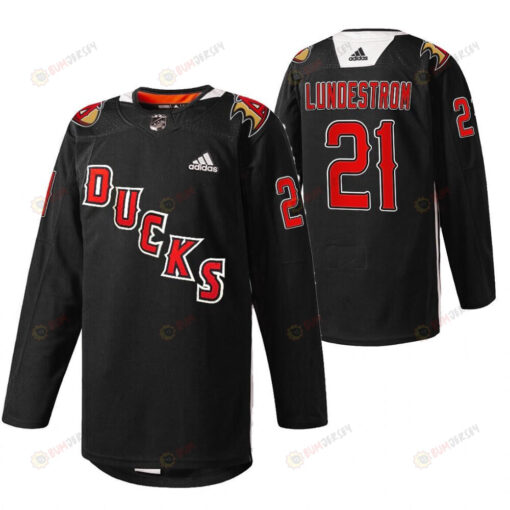 Anaheim Ducks Isac Lundestrom 2022 Angels Night Black 21 Jersey Practice Jersey
