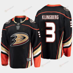 Anaheim Ducks John Klingberg 3 Alternate Black Jersey Breakaway Player