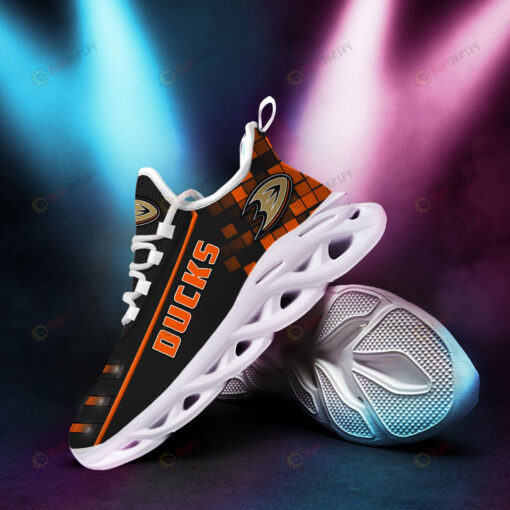 Anaheim Ducks Logo Pattern Custom Name 3D Max Soul Sneaker Shoes In Orange Black