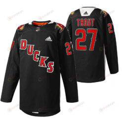 Anaheim Ducks Mike Trout 2022 Angels Night Black 27 Jersey Practice Jersey