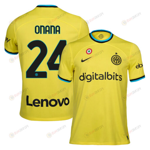 Andr? Onana 24 Inter Milan 2022/23 Third Men Jersey - Yellow