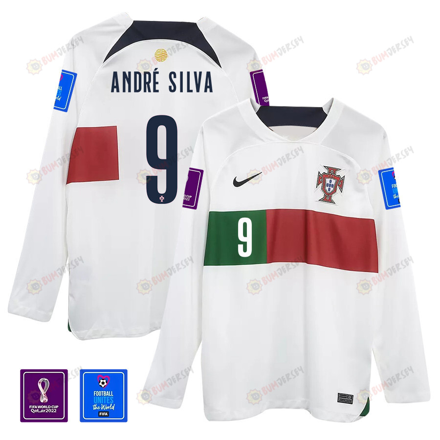 Andr? Silva 9 Portugal 2022-23 Home Men Long Sleeve Jersey National Team World Cup Qatar Patch