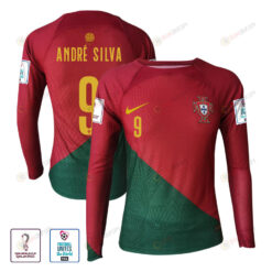 Andr? Silva 9 Portugal 2022-23 Home Men Long Sleeve Jersey National Team World Cup Qatar Patch