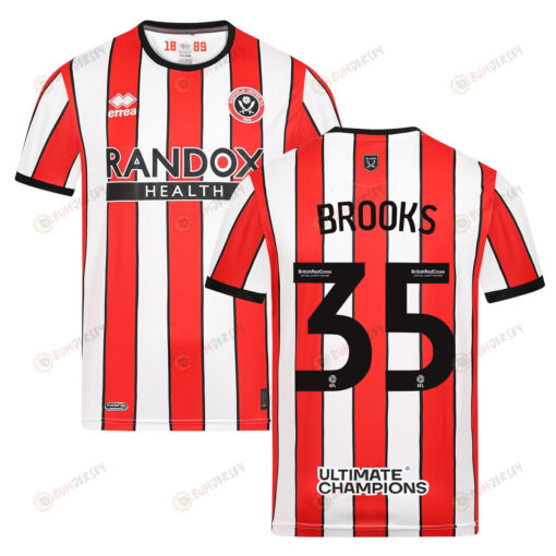 Andre Brooks 35 Sheffield United 2022-23 Home Jersey - Red/White Stripes