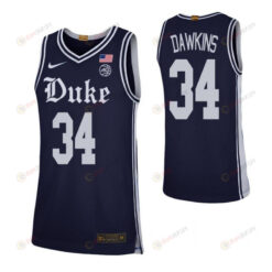 Andre Dawkins 34 Duke Blue Devils Elite Basketball Men Jersey - Navy