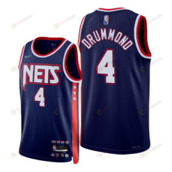 Andre Drummond Nets 2022 City Edition Navy 4 Jersey 75th Diamond Badge - Men Jersey