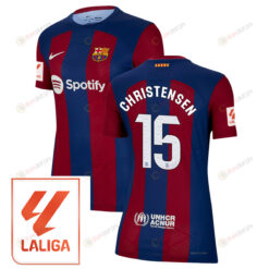 Andreas Christensen 15 Barcelona 2023/24 With LaLiga Badge Home Women Jersey